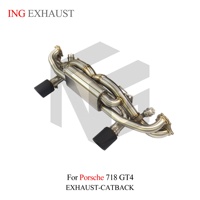 ING SUS304 Échappement arrière à soupapes pour Porsche 718 GT4 982 4.0L 9A2 Evo 2019-2023 |   Échappement à fixation par boulons avec embouts en fibre de carbone, vente en gros