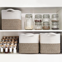 Panier de rangement en corde de coton tressée écologique pour chambre à coucher, paniers à linge, grands paniers à vêtements avec poignées durables – Vente chaude