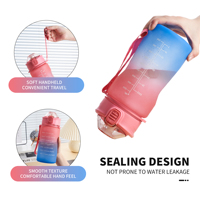 Bouteille d'eau sport unisexe de haute qualité, 32 oz, gris-noir dégradé, sans BPA, en Tritan, anti-fuite, avec paille et marqueur de temps