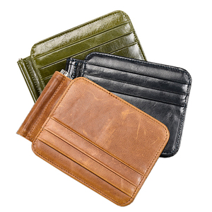 पुरुषों के बटुए थोक रैड एंटी-चोरी ब्रश डबल फोल्ड फैशन सरल मल्टी-कार्ड पागल घोड़ा असली चमड़े का बैग - Product Image 4