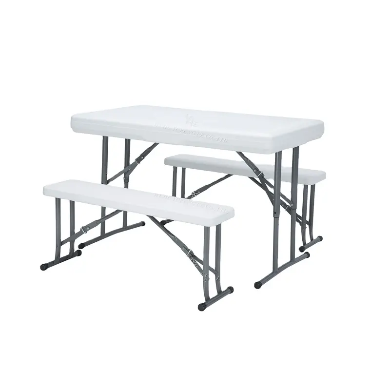 steel frame HDPE table top Party Dining rental plastic Folding outdoor table and chair