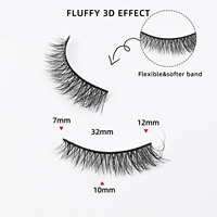 10 paires de faux cils naturels bouclés, monobloc, allongeant le regard, style œil-de-chat croisé