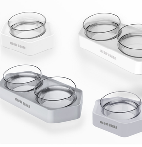 2024 diskon besar-besaran mangkuk transparan hewan peliharaan untuk kucing dan anjing perlengkapan mangkuk air ganda - Product Image 1