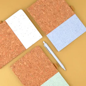 Özel baskılı Logo Notebook kumaş keten kapak ciltli eko notebookları A5 mantar dizüstü