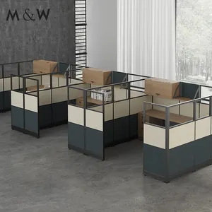 Tischset Modernes Schreibtisch design Seiten raum Holz kabinen trennwände Modulare 3-Personen-Büroarbeitsplatz
