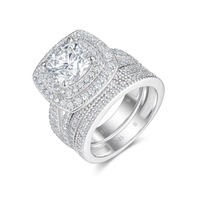 Bague de Mariage Empilable en Argent S925 de Haute Qualité avec Moissanite 3 carats VVS1, Ensemble de Deux Pièces, Bague Tendance