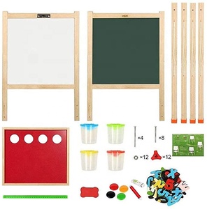 HZVCW-rollo de <span class=keywords><strong>papel</strong></span> de dibujo de madera de doble cara, <span class=keywords><strong>pizarra</strong></span> blanca, <span class=keywords><strong>caballete</strong></span> artístico para niños de madera, 55x45cm - Product Image 3