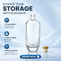 Bouteille en verre transparente personnalisée avec logo unique pour spiritueux, vodka, brandy, gin, rhum, whisky
