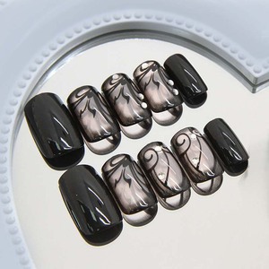 Haute qualité noir <span class=keywords><strong>court</strong></span> couverture complète presse sur ongles fête porter <span class=keywords><strong>Nail</strong></span> <span class=keywords><strong>Art</strong></span> avec strass ABS réutilisable faux ongles - Product Image 2
