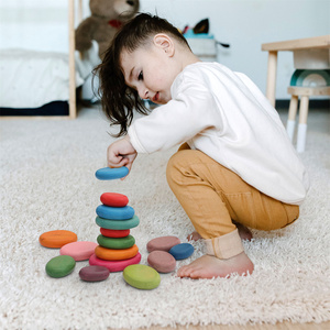 Pietre Impilabili in Legno Arcobaleno, Gioco Educativo Sicuro per Bambini 1-3 Anni, Giocattoli Sensoriali per <span class=keywords><strong>Autismo</strong></span> - Product Image 3