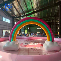 Piscine gonflable en PVC personnalisée avec grande fleur, parc aquatique pour enfants arc-en-ciel, légère, garantie 3 ans, prix bas