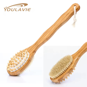 Brosse à cheveux écologique en bois et nylon, ronde, avec <span class=keywords><strong>coussin</strong></span> et poignée souple, brosse douce pour le visage avec fonction <span class=keywords><strong>de</strong></span> massage - Product Image 6