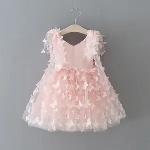 2024 sommer mädchen schmetterlingkleid kinder spitzen partykleid