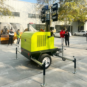 Mobile <b>Led</b> Lighting Tower 9M Electric Lift Rechargeable Battery Portable Work <b>Light</b> For Construction Site - Product Image 1