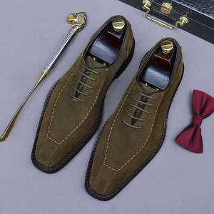 Chaussures en cuir véritable pour hommes, chaussures habillées à la mode, chaussures de mariage décontractées à lacets - Product Image 2