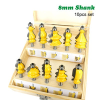Lot de 10 fraises à queue de 8 mm pour moulures architecturales, embouts de fraisage CNC pour le travail du bois