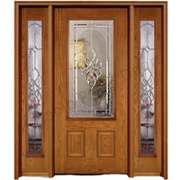 Porte intérieure en bois massif de style européen avec insert en verre pour la décoration d'appartements et de maisons