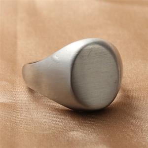 Men's Titanium Steel Oval <b>Ring</b> Silver Retro Punk Style Geometric Jewelry Gift 16035 - Product Image 1