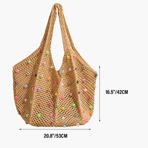 Bolso de Playa Tejido a Crochet Estilo Boho con Material de Terylene, Diseño Portátil de Verano para Mujer - Product Image 2