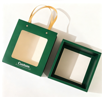 Boîte cadeau personnalisée en papier kraft avec fenêtre transparente et poignée, emballage vintage pour cadeaux de détail