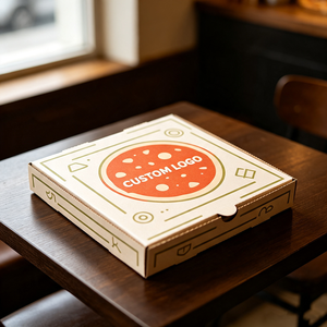 Boîte à pizza <span class=keywords><strong>rouge</strong></span> avec motif circulaire, cadre olive, personnalisable, en carton ondulé de qualité alimentaire, emballage pour restaurant, conception gratuite, OEM ODM, vente en gros - Product Image 1
