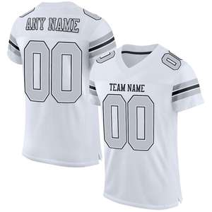 Custom <b>White</b> Silver-<b>Black</b> Classic Style Mesh Authentic <b>Football</b> Jersey - Product Image 1