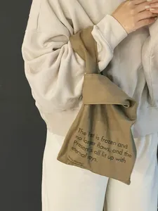 Bolso de mano pequeño de algodón para mujer, bolsa de mano de giro con estampado personalizado para accesorios pequeños