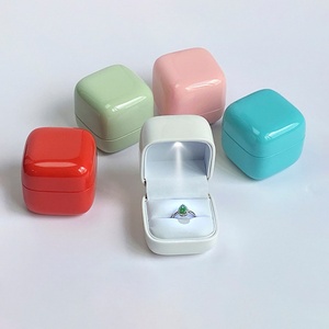 New Quality Simple <b>LED</b> Jewelry Box Color <b>Light</b> Ring Box Custom Logo Square Design Plastic+PU+<b>LED</b> Material Valentine's Day Hinge - Product Image 5