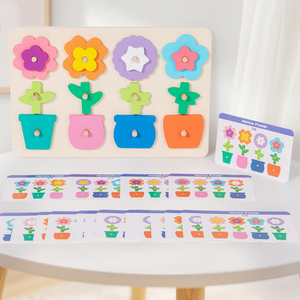 Rompecabezas de Flores Montessori, Juego de Cartas de Combinación de Formas, Bloques Coloridos, Tableros, Juguetes Educativos para Niños y Niñas - Product Image 6