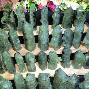 Kindfull liệu Prehnite tháp điểm tinh thần chữa bệnh tinh thể đá quý Prehnite rutiled <span class=keywords><strong>Quartz</strong></span> Wands cho thiền - Product Image 4