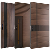 Porte d'entrée pivotante en bois de style américain moderne de luxe, isolation thermique, prévention des incendies, portes d'entrée en bois pour maison