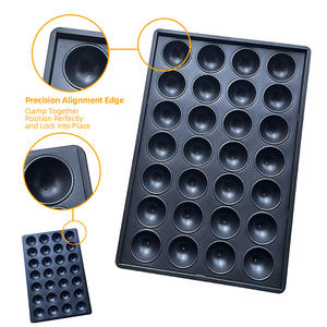 Plaque de cuisson industrielle en acier aluminisé, 60 moules demi-sphériques individuels pour friandises sphériques - Product Image 4