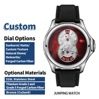 Montres personnalisées OEM avec logo, montre mécanique à heures sautillantes unique, automatique, en acier inoxydable 316L, saphir lumineux