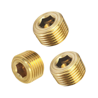 Raccords de tuyauterie en laiton NPT BSPT, bouchon hexagonal fraisé, bouchon de tuyauterie fileté mâle à tête hexagonale interne en laiton pour électrovanne