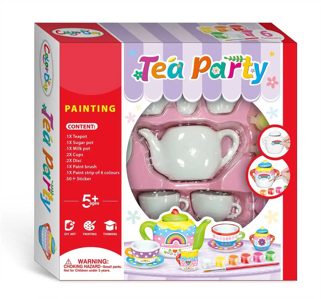 2021 Hot Menjual DIY Lukisan Tea Set Kit Kerajinan dan Seni Lukisan Kit untuk Anak-anak Anak-anak Gadis Natal Hadiah