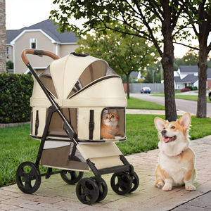 Poussette pliable réglable à 4 roues en fer D10 pour chiens et chats, légère, avec sac à sangle détachable, système de poussée, transportable en voiture - Product Image 6
