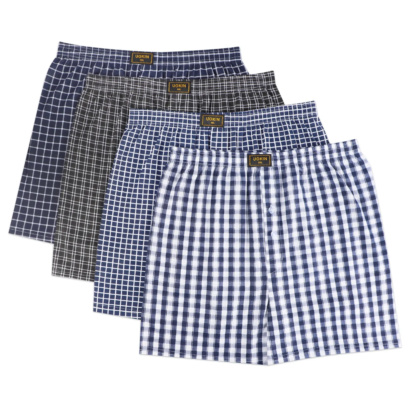 UOKIN – boxer à carreaux imprimé tartan pour homme, sous-vêtements décontractés pour la maison, A5401, vente en gros