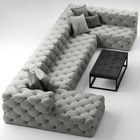 Canapé d'angle Chesterfield en velours moderne 7 places en forme de U, collection Winforce Factory Wholesale pour salon