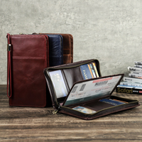 Portefeuille de voyage familial en cuir nubuck RFID Contact's avec dragonne, organiseur de passeports et de documents