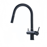 Dual Handle Stainless Steel Wire Drawing Faucet Modern Single Hole Design Ceramic Valve Core for Hot Cold Kitchen Sink Water