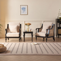 Fauteuil de salon moderne en rotin et bois de frêne massif - Chaise d'appoint noire durable avec coussin moelleux, écologique, pour usage hôtelier