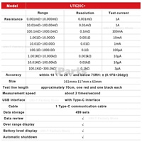 IParts UNI-T UT620C Plus Ohmmètre numérique professionnel Gamme automatique et manuelle Micro ohmmètre DC Testeur de faible résistance