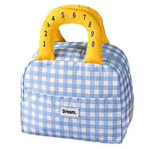 Bolsa térmica para el almuerzo Dream, diseño a cuadros azules, gruesa, con asa, para el trabajo, la escuela o viajes diarios - Product Image 3