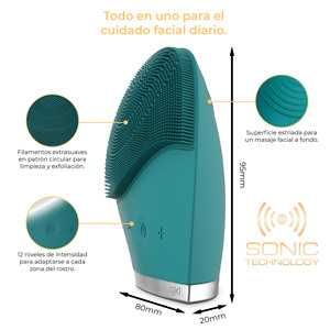 Brosse nettoyante pour le visage, 12 niveaux de puissance, couleur bleue, design en silicone souple pour un nettoyage en profondeur de la peau - Product Image 5
