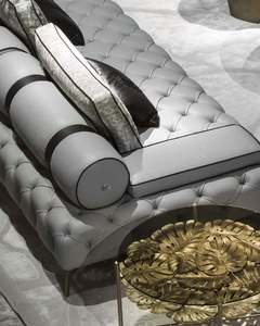 लक्जरी डिजाइन के बाद आधुनिक लो प्रोफाइल 2 सीटर 3 सीटर रहने वाले कमरे सोफे सिलेंडर मजबूत बटन टफ्टेड चमड़े के सोफे - Product Image 4