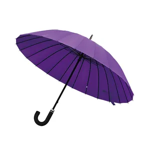 바이올렛 우산 고품질 낮은 가격 29 인치 24K 프로모션 Whloesale 태양 보호 OEM 골프 지팡이 우산