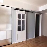 Porte coulissante en verre de style grange, en bois massif blanc, minimaliste moderne, personnalisable, pour usage domestique, résistante à l'usure, respectueuse de l'environnement