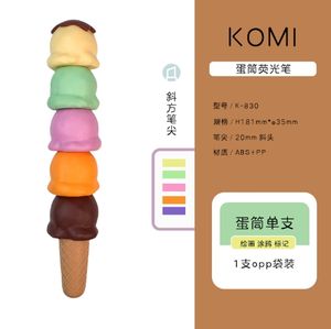 Vente en gros de stylo fluorescent à cône de crème glacée créative, série Maillard Color Cartoon Student Drawing Marking Notebook Pen - Product Image 6