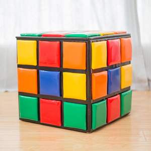 POUF CUBO MÁGICO 43X43 CM H 43CM EN CUERO ECOLÓGICO MULTICOLOR - Product Image 1