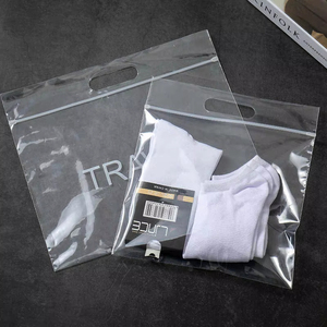 Plastic Zipper <strong>Bag</strong> with Handle Custom Logo Clear Ziplock <strong>Bag</strong> <strong>Small</strong> <strong>Zip</strong> <strong>Bags</strong> for Socks Hats Clothing - Product Image 2